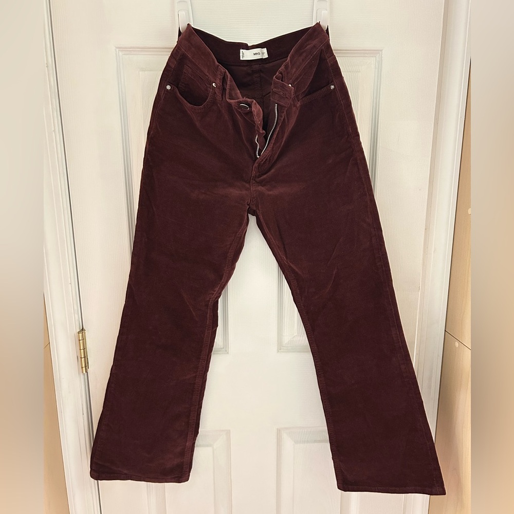 Mango Burgundy Corduroy Trousers